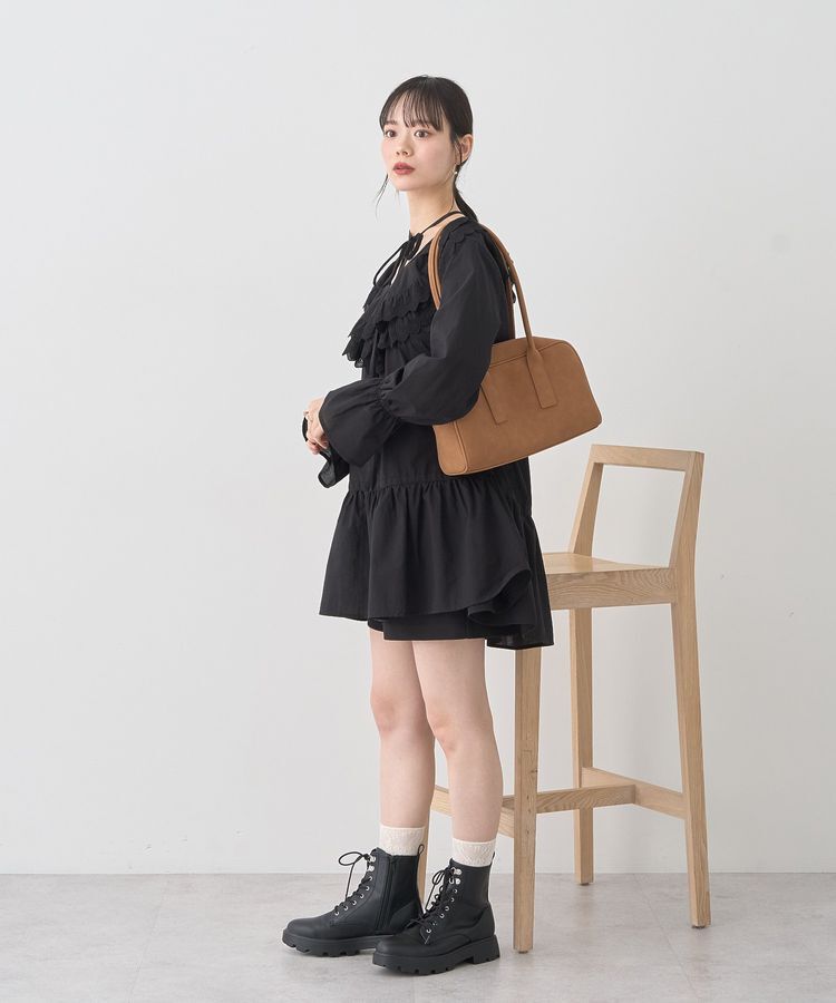 earth music&ecology「ワイドスクエアボストンバッグ」|ハンドバッグ|