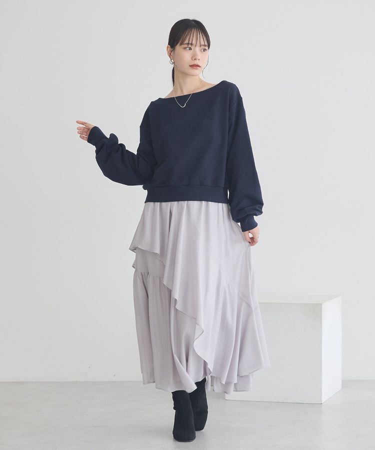 earth music&ecology「ショート丈ワンポイント刺繍オフショルスウェット」|スウェット・ジャージ|