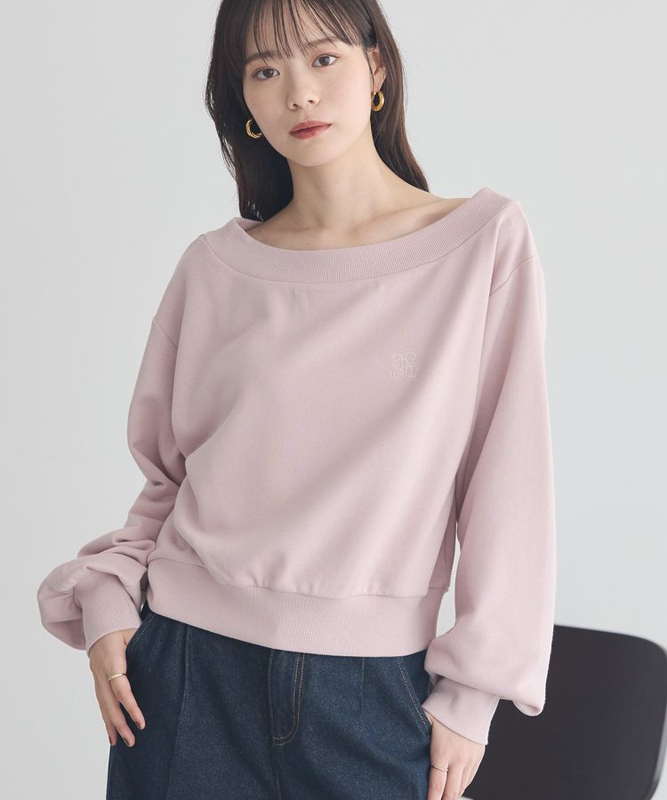 earth music&ecology「ショート丈ワンポイント刺繍オフショルスウェット」|スウェット・ジャージ|