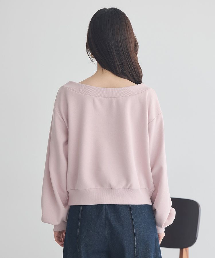 earth music&ecology「ショート丈ワンポイント刺繍オフショルスウェット」|スウェット・ジャージ|