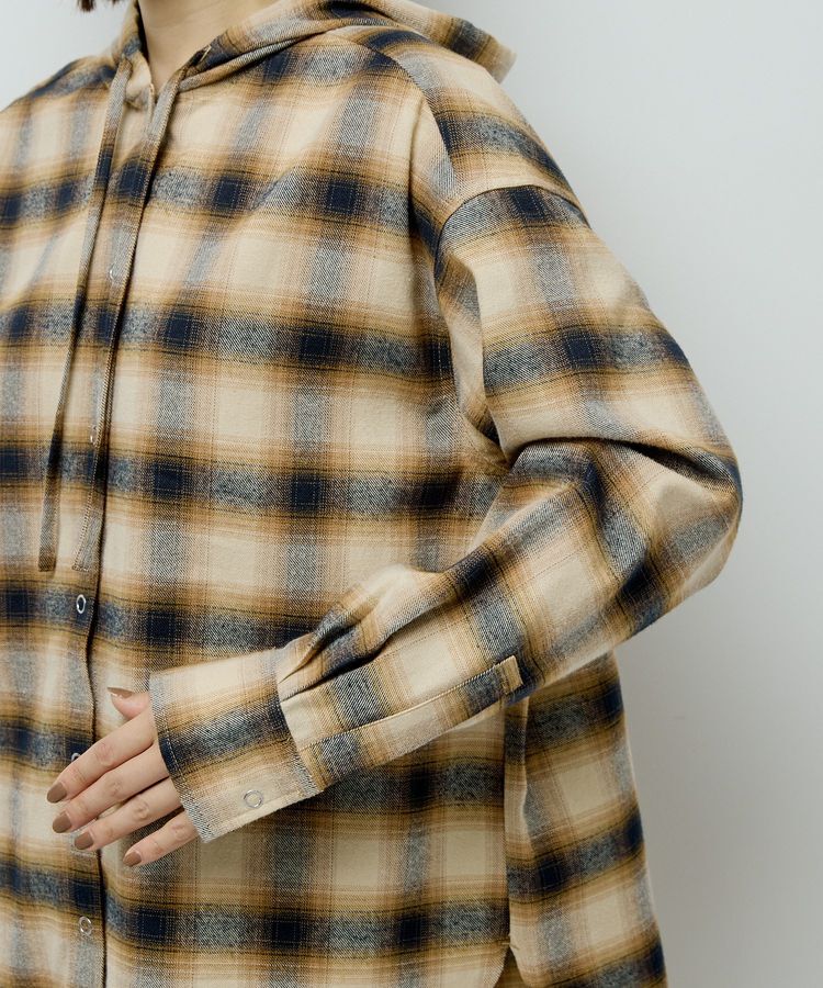 Green Parks「ネルチェックフードシャツ」|シャツ・ブラウス|