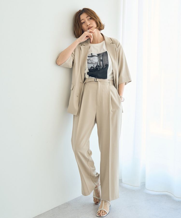 YECCA VECCA「ベルト付きタックストレートパンツ」|その他|