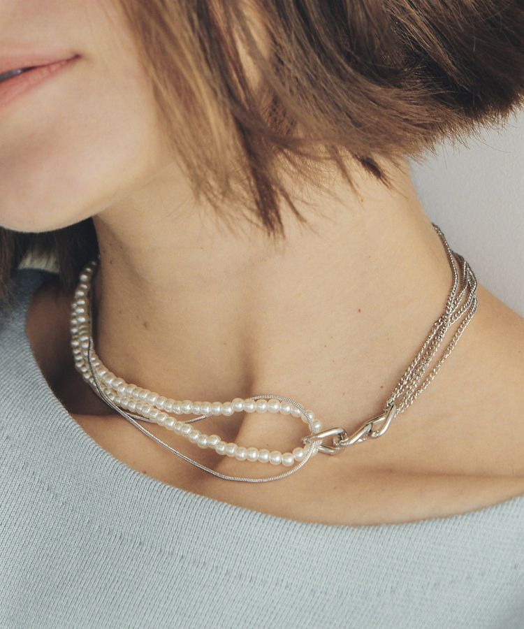 YECCA VECCA「パールチェーンショートネックレス」|ネックレス|Silver