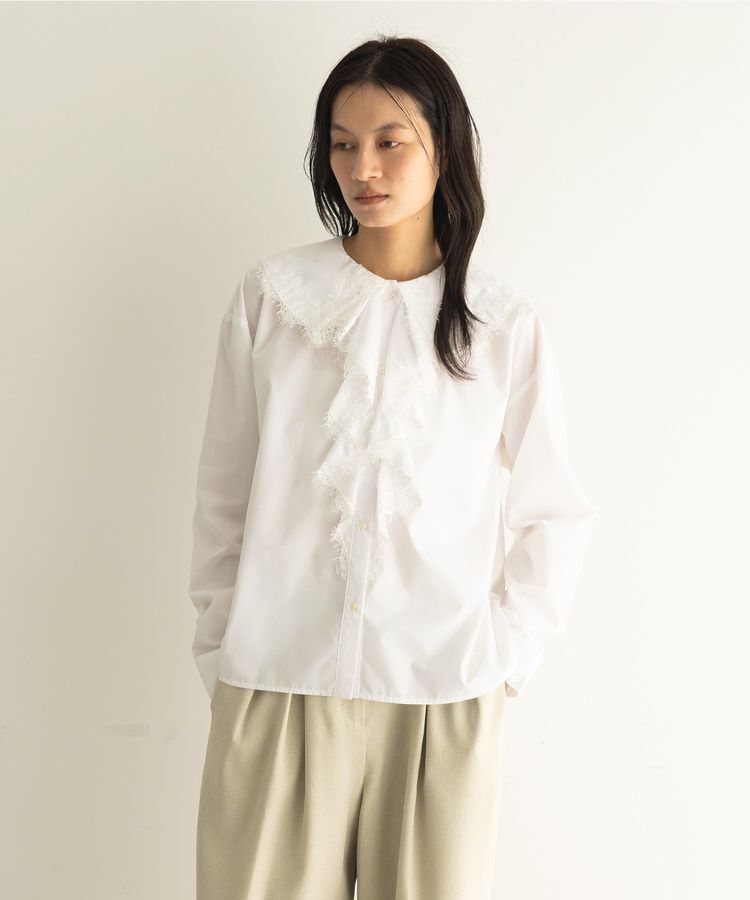 GARAGE OF GOOD CLOTHING「レースカラーラッフルブラウス」|シャツ・ブラウス|White
