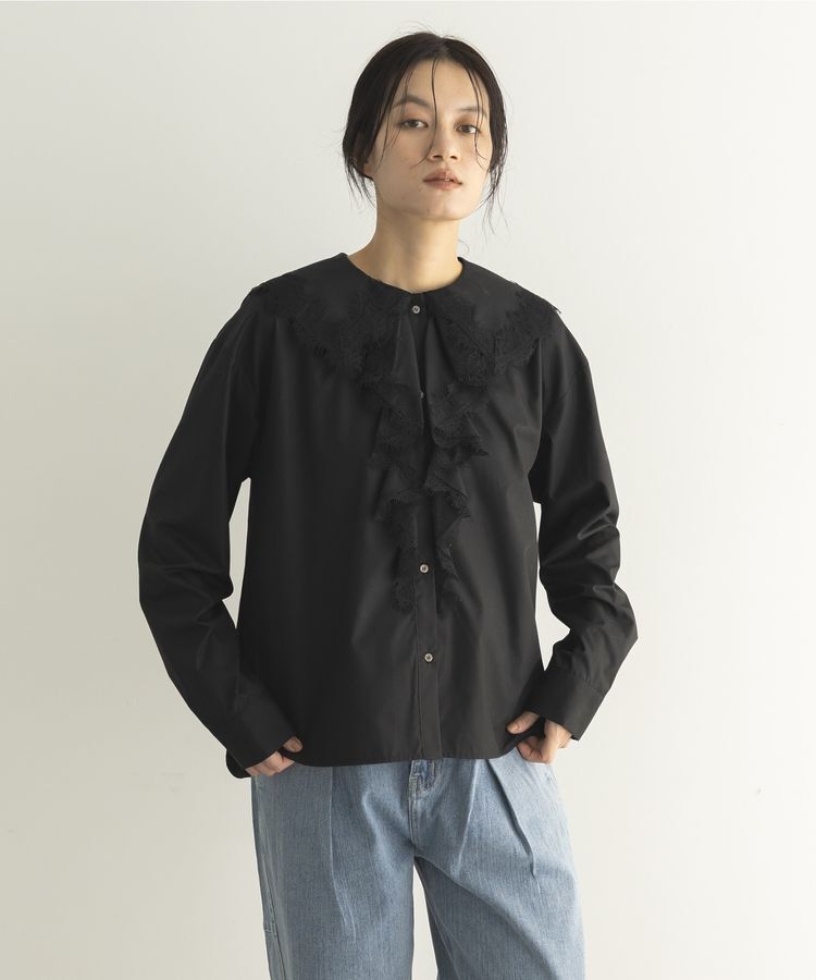 GARAGE OF GOOD CLOTHING「レースカラーラッフルブラウス」|シャツ・ブラウス|Black