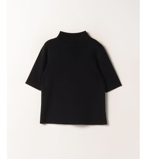 allureville「総針モックネック5分袖プルオーバー」|その他|ブラック