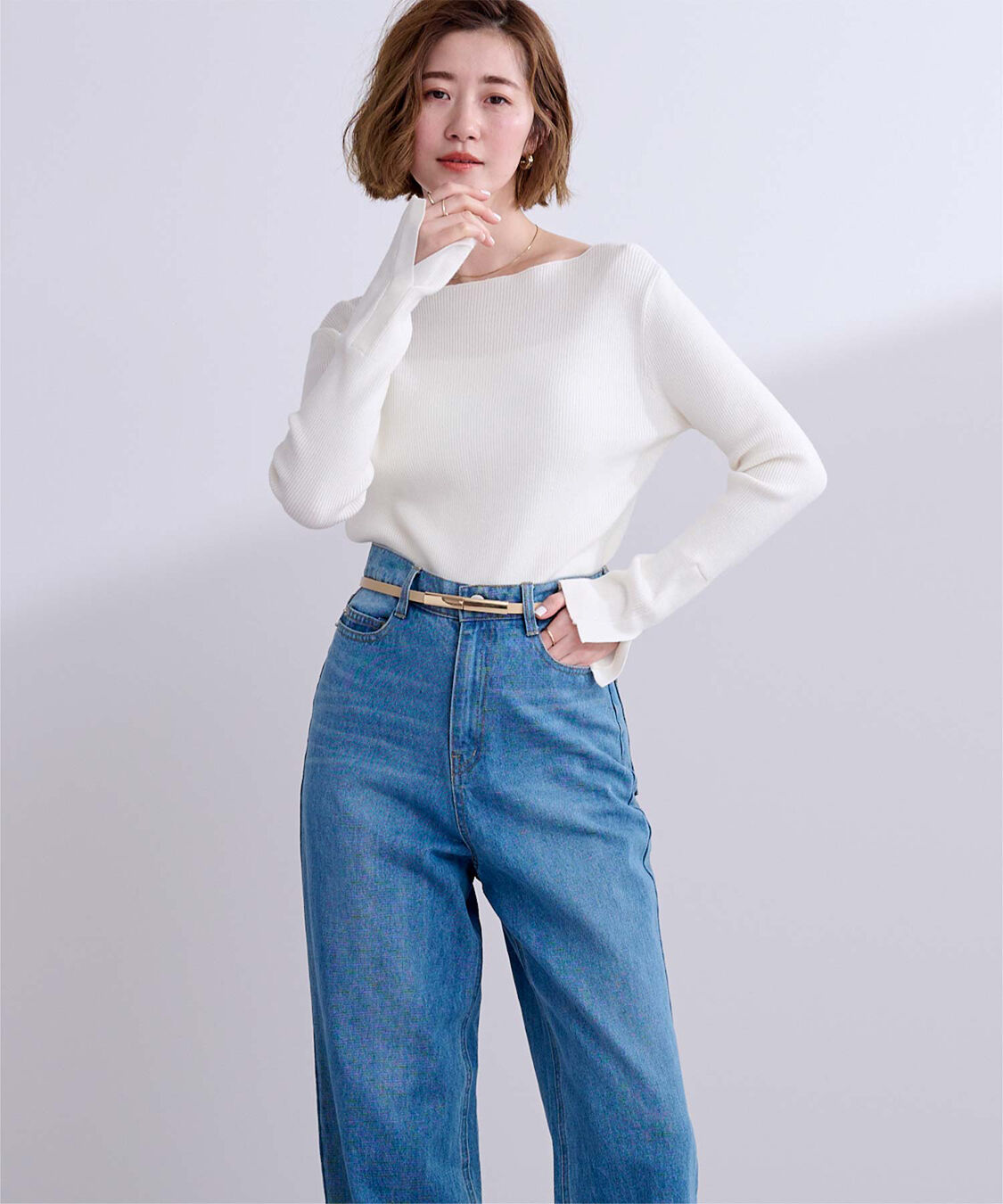 ur's「ボートネックスリットスリーブリブニット」|ニット・セーター|