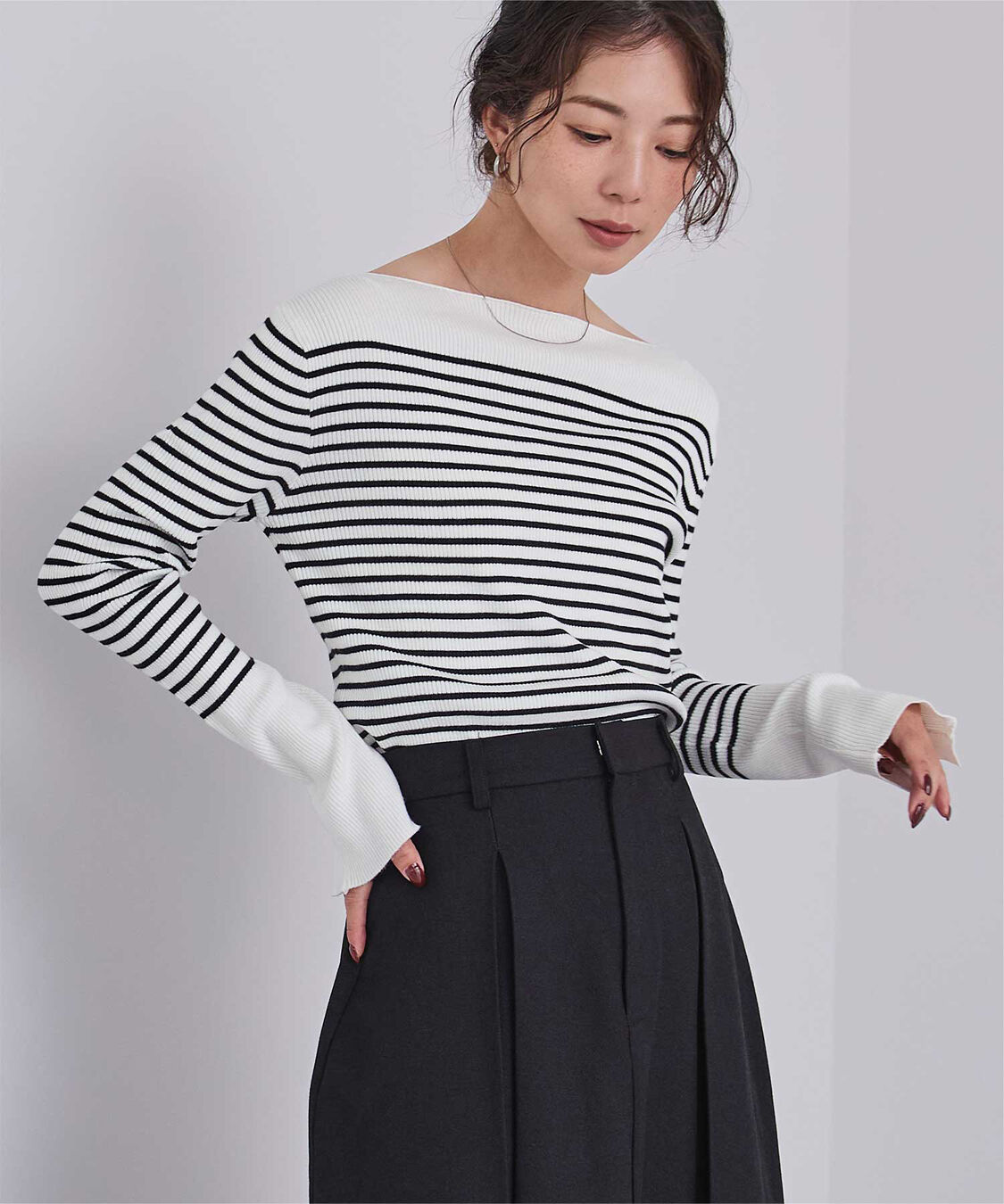 ur's「ボートネックスリットスリーブリブニット」|ニット・セーター|