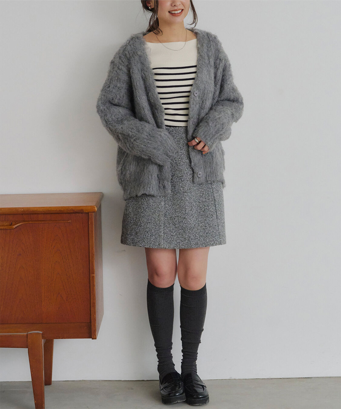 titivate「モヘアライクVネックシャギーニットカーディガン」|ニット・セーター|