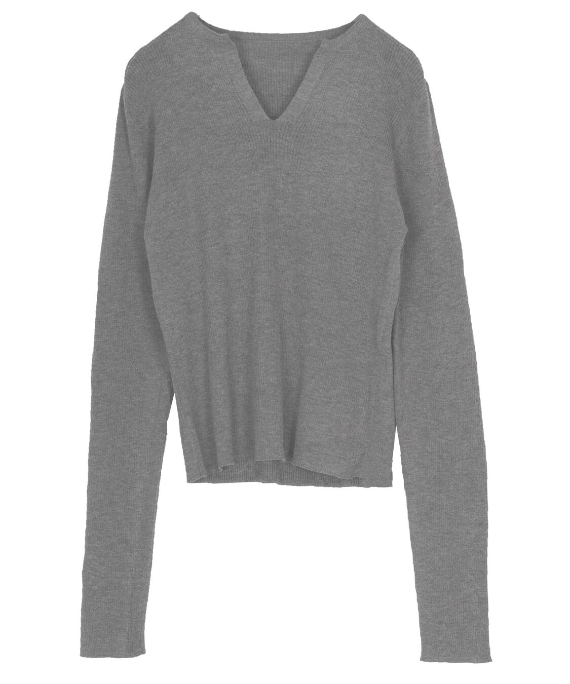 ur's「チクチクしないウールブレンドキーネックリブニット」|ニット・セーター|