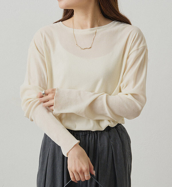  「【リバイバル】ナイロンチュールベロアクルーネックカットソー」|プルオーバー|