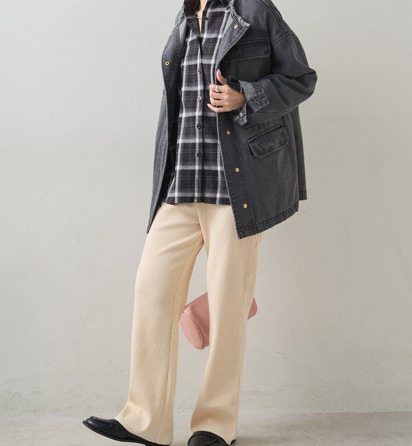  「デニムノーカラーワークジャケット」|デニムジャケット|