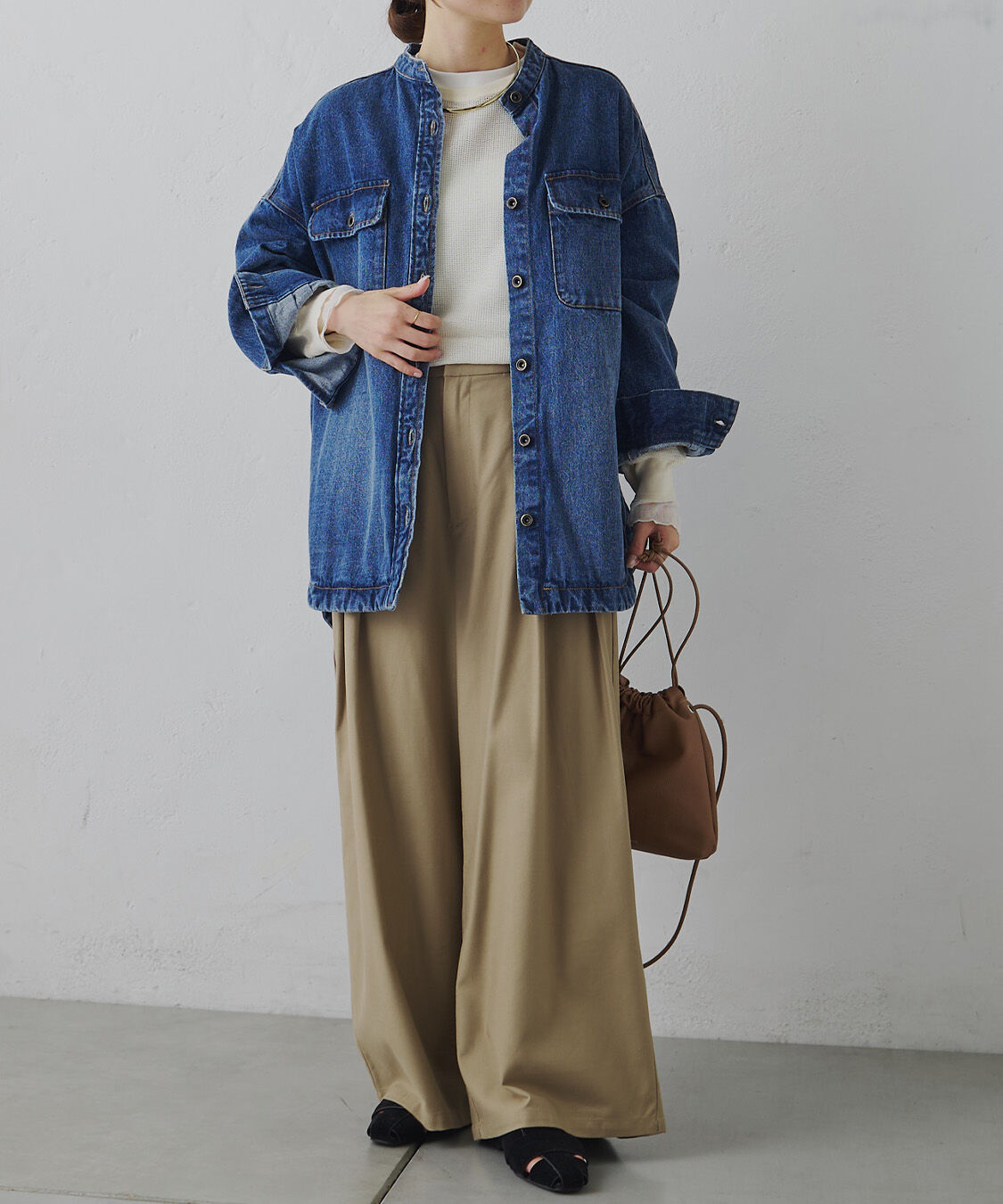  「コーンデニムバンドカラーデニムジャケット」|テーラードジャケット|