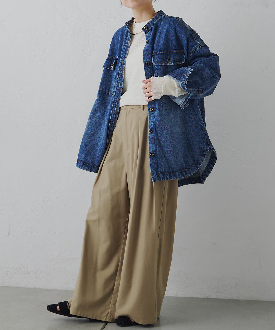  「コーンデニムバンドカラーデニムジャケット」|テーラードジャケット|