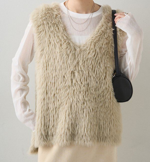  「シャギーニットベスト」|ニット・セーター|ベージュ