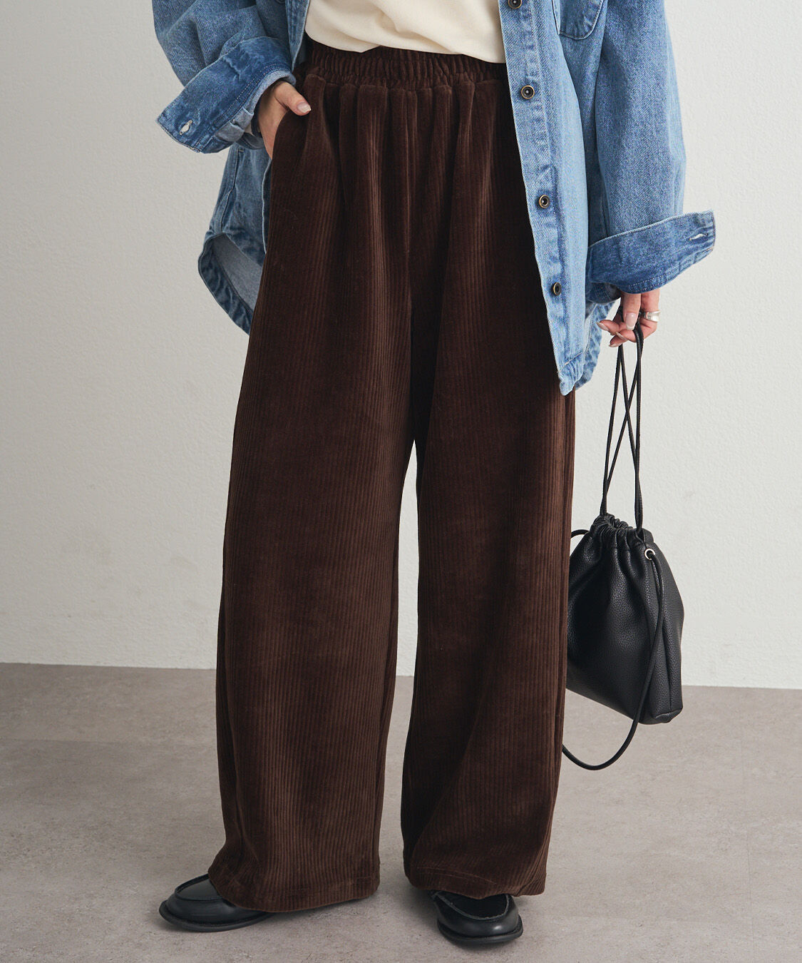  「ストレッチコールイージーパンツ」|その他|ブラウン