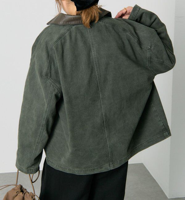  「フェイクレザー襟カバーオールジャケット」|テーラードジャケット|