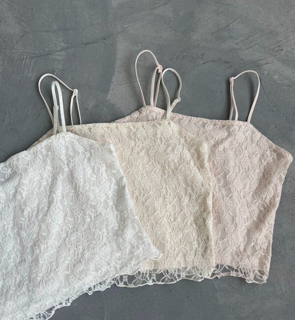  「肩リボンレースキャミ／リボン取り外し可」|プルオーバー|