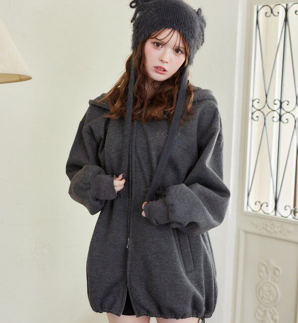  「ロゴ刺繍入り裏起毛ビッグパーカー」|プルオーバー|