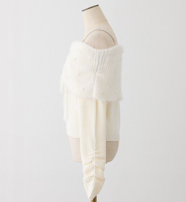  「パール&times;ビジューオフショルニット」|ニット・セーター|
