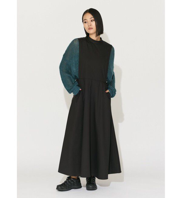 MIDIUMISOLID「MIDIUMISOLID for Ladies バックスリットオーバーフレアワンピース」|ワンピース|ブラック