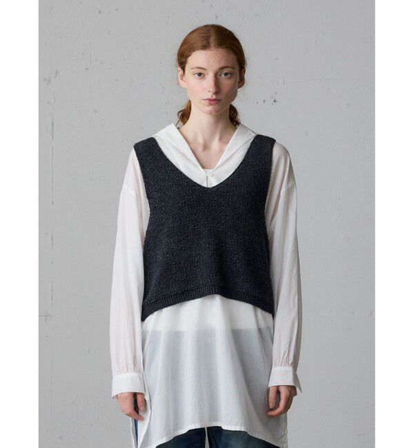 MidiUmi「MidiUmi パイルボアニットベスト」|ベスト・ジレ|チャコールグレー