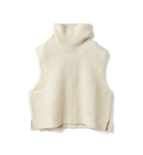 mizuiro ind「mizuiro ind ワッフルハイネックベスト」|ベスト・ジレ|アイボリー