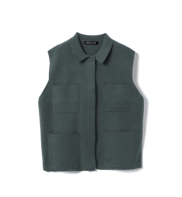mizuiro ind「mizuiro ind 襟付きワイドベスト」|ベスト・ジレ|カーキ