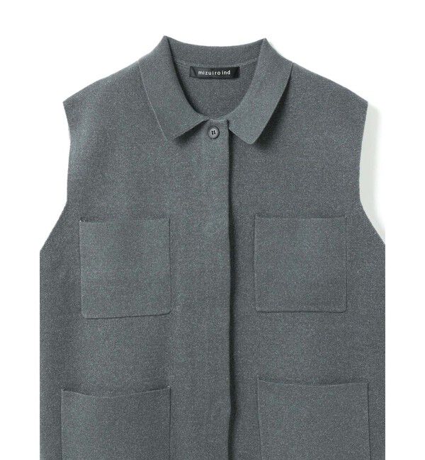 mizuiro ind「mizuiro ind 襟付きワイドベスト」|ベスト・ジレ|