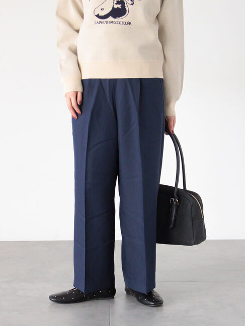Te chichi TERRASSE「タックストレートパンツ」|その他|ネイビー