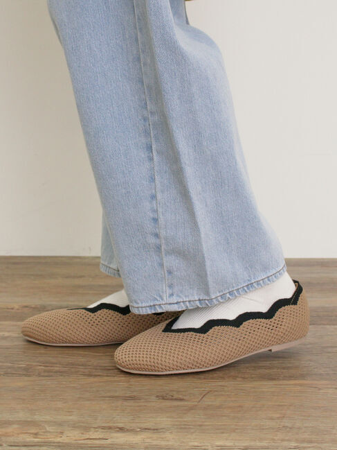 Samansa Mos2「ニットスカラップバレエシューズ」|ビジネス・ドレスシューズ|モカ