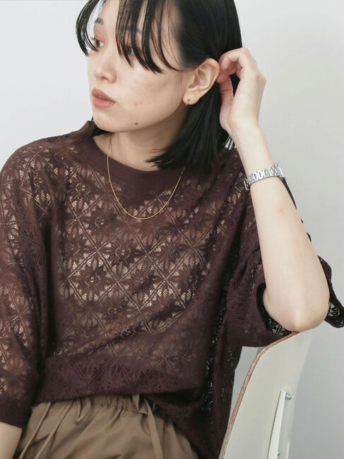 Samansa Mos2 blue「レースTシャツ」|Tシャツ・カットソー|