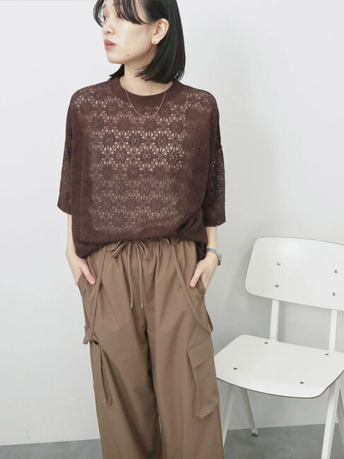 Samansa Mos2 blue「レースTシャツ」|Tシャツ・カットソー|