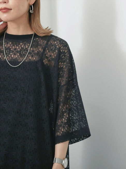 Samansa Mos2 blue「レースTシャツ」|Tシャツ・カットソー|