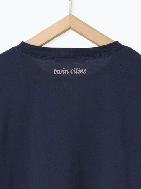 Samansa Mos2 blue「チェーン刺繍7分袖プルオーバー」|Tシャツ・カットソー|