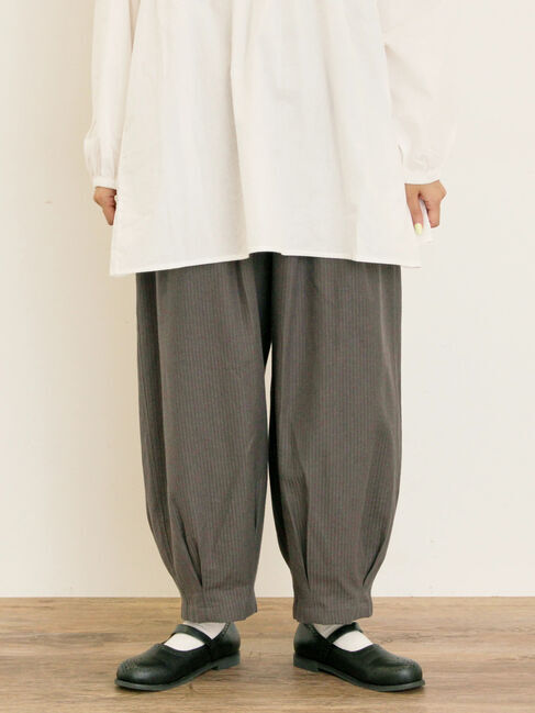 Samansa Mos2「ストライプツイル裾タックパンツ」|その他|