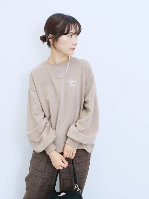 Samansa Mos2 blue「ラメ裏毛プルオーバー」|Tシャツ・カットソー|