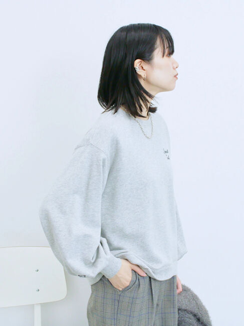 Samansa Mos2 blue「ラメ裏毛プルオーバー」|Tシャツ・カットソー|