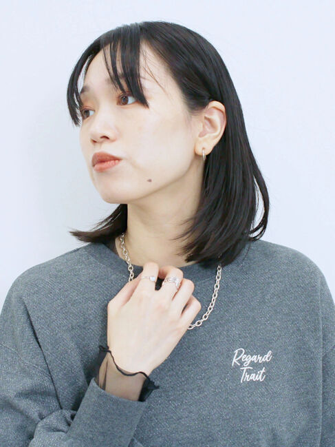 Samansa Mos2 blue「ラメ裏毛プルオーバー」|Tシャツ・カットソー|