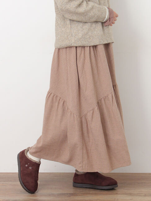Samansa Mos2「チェック柄変形ティアードスカート」|スカート|
