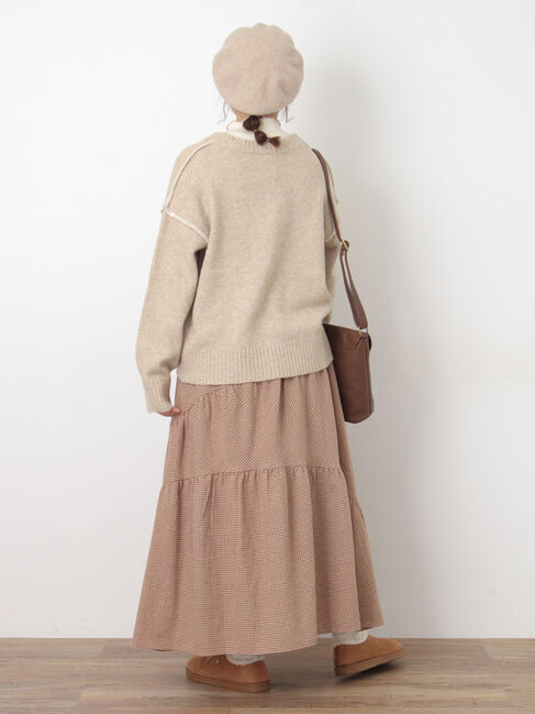 Samansa Mos2「チェック柄変形ティアードスカート」|スカート|
