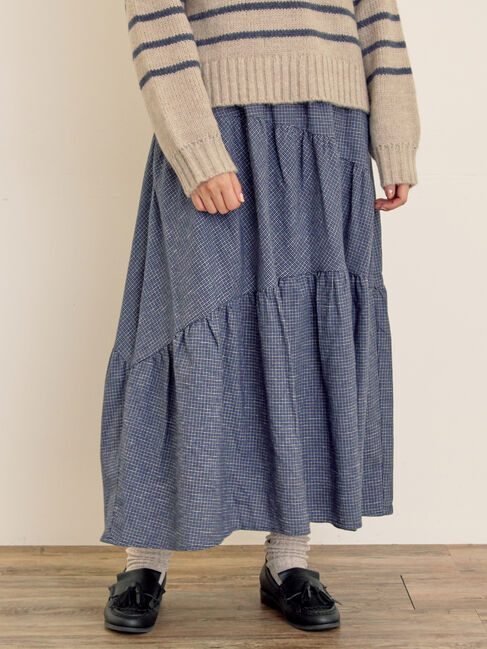 Samansa Mos2「チェック柄変形ティアードスカート」|スカート|