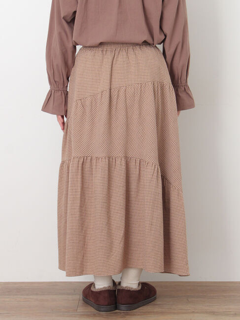 Samansa Mos2「チェック柄変形ティアードスカート」|スカート|