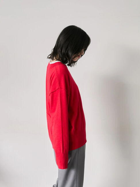 Samansa Mos2 blue「◎Vネックニットプルオーバー」|ニット・セーター|