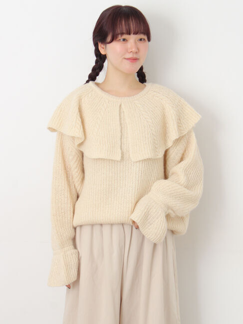 Samansa Mos2「フリルカラーニット」|ニット・セーター|
