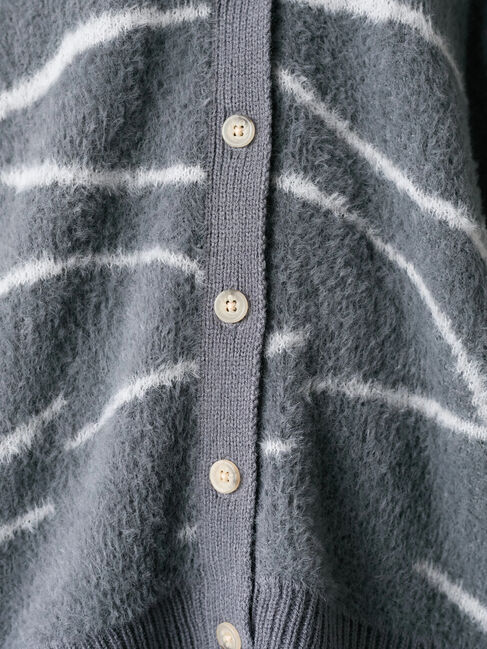 Samansa Mos2 blue「◎ニュアンス柄ニットCD」|カーディガン|