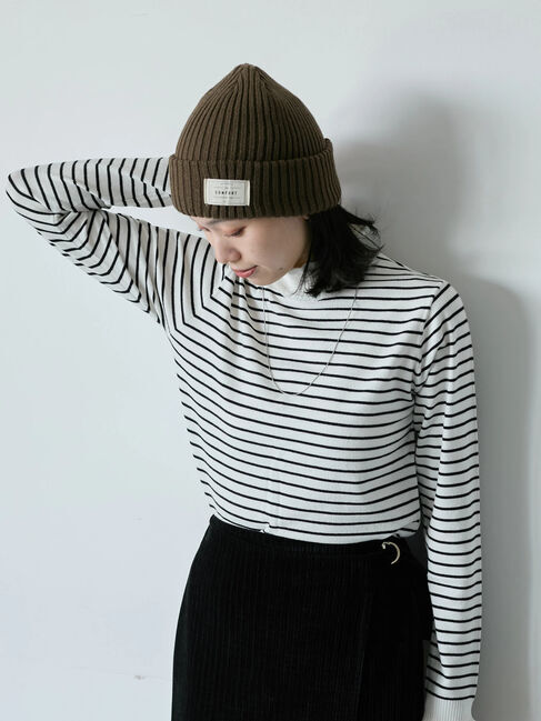 Samansa Mos2 blue「フリル衿ニットプルオーバー」|ニット・セーター|