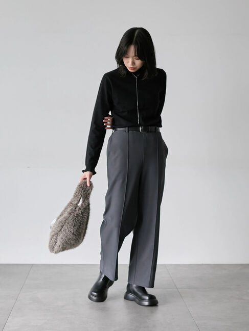 Samansa Mos2 blue「フリル衿ニットプルオーバー」|ニット・セーター|