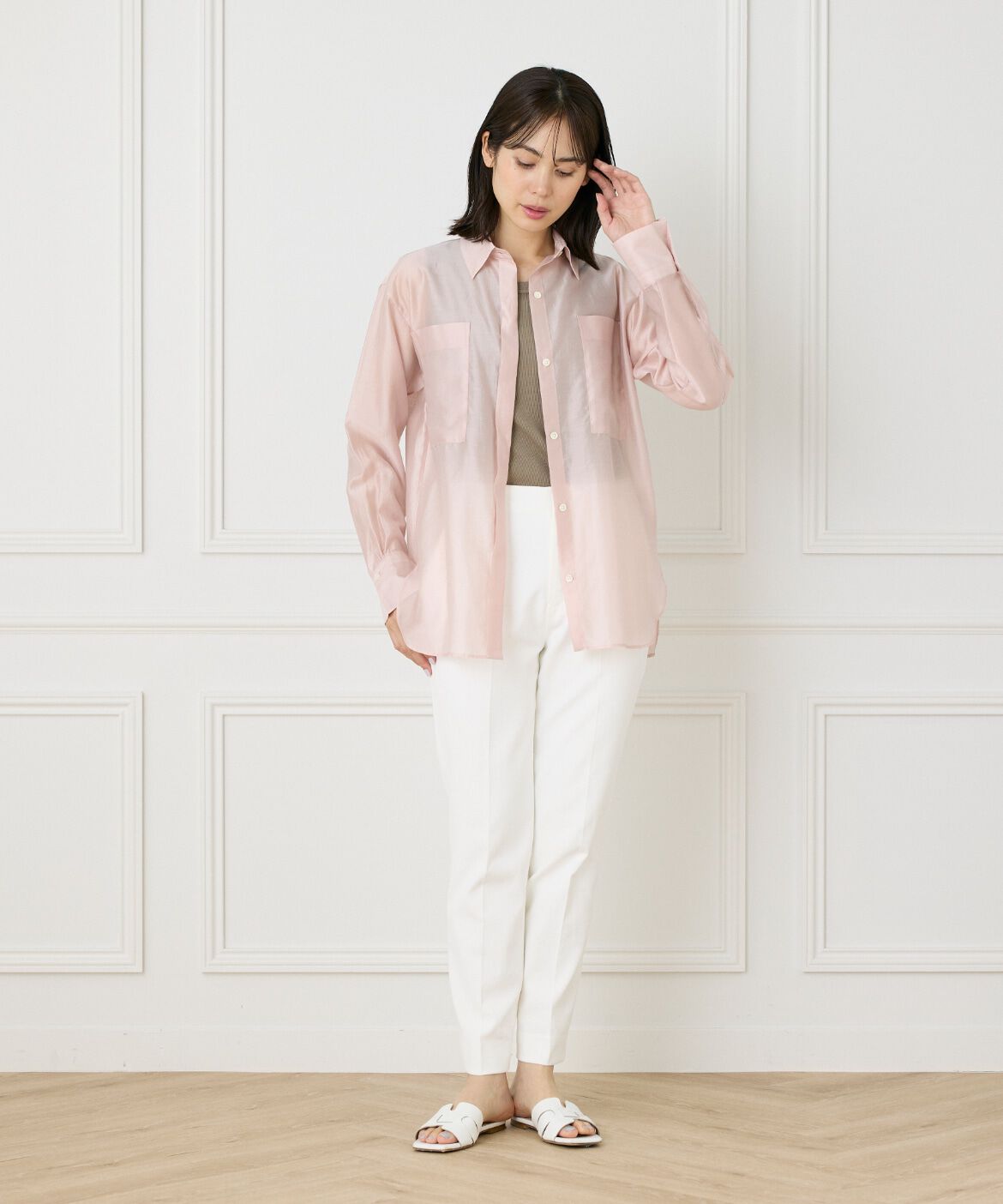 INED「《WEB限定カラー》オーガンジーシアーシャツ」|シャツ・ブラウス|