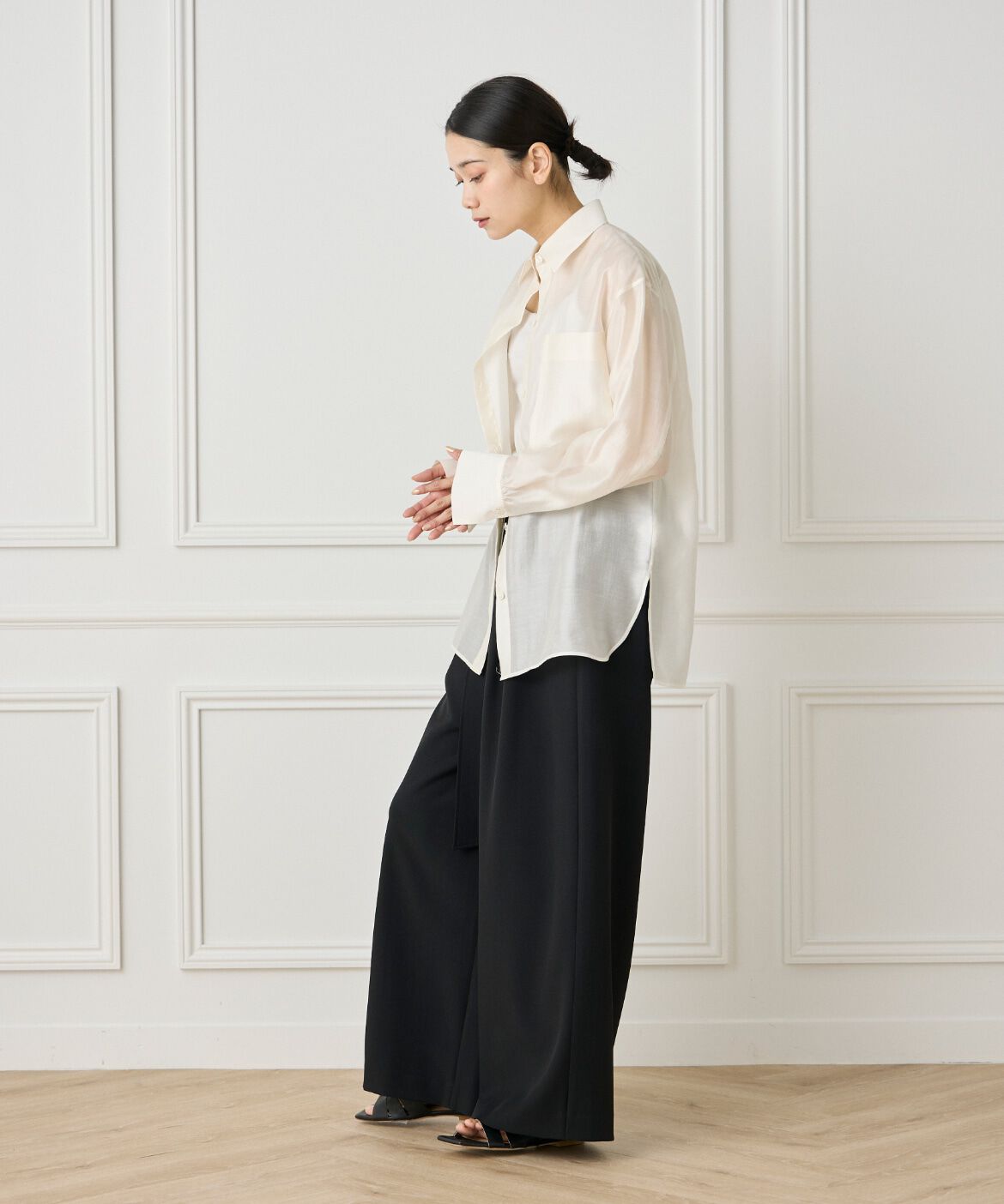 INED「《WEB限定カラー》オーガンジーシアーシャツ」|シャツ・ブラウス|